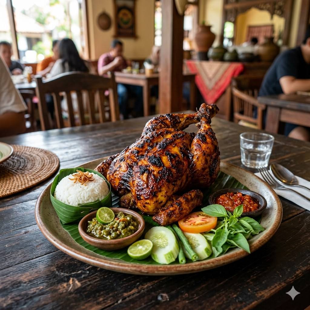 Ayam Bakar Minang 1 Ekor dengan lalap dan sambal
